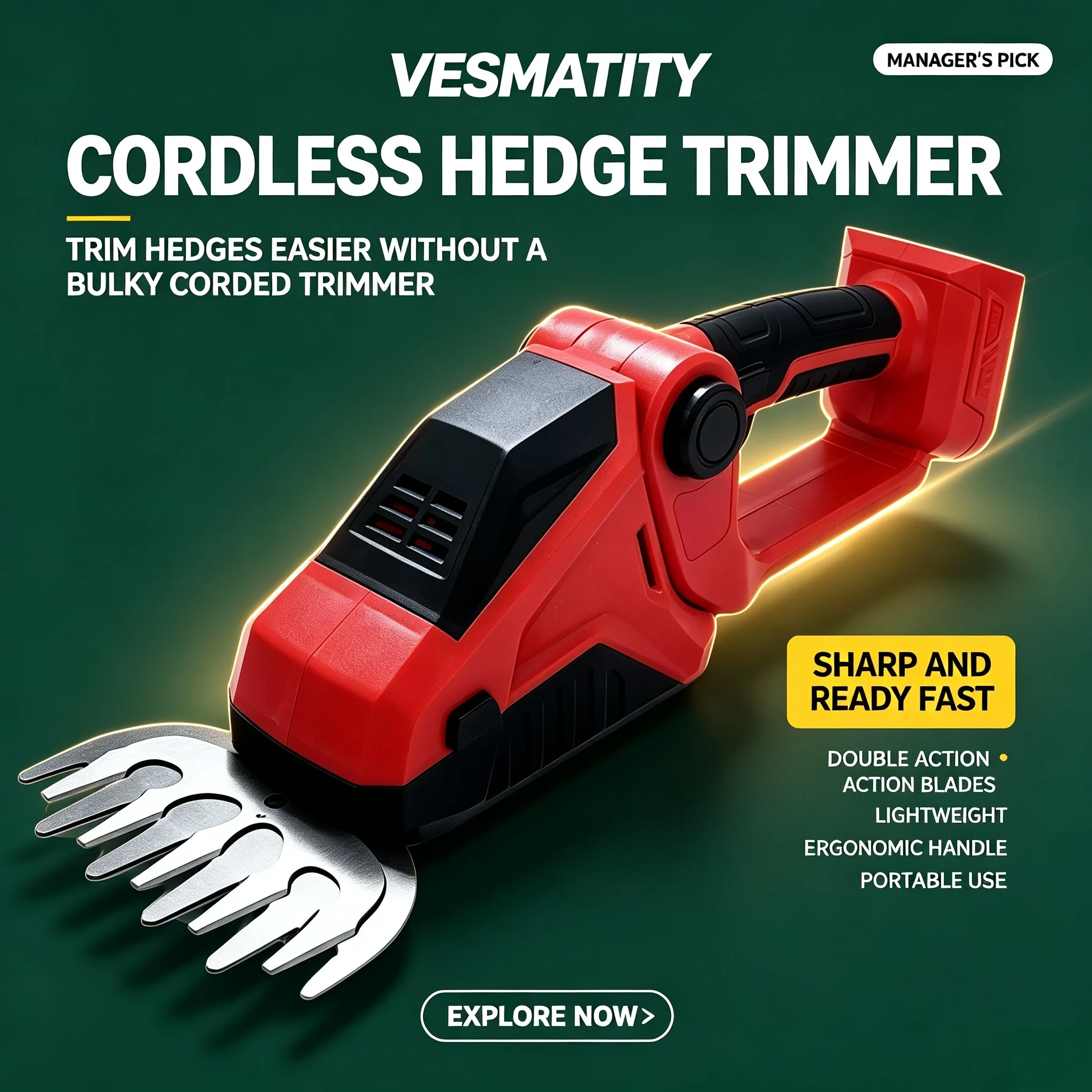 2 in 1 Wireless Hedge Trimmer Grass Shears Handheld Electric Shrub Cutter Garden Tool for Milwaukee 18V Battery No Battery
