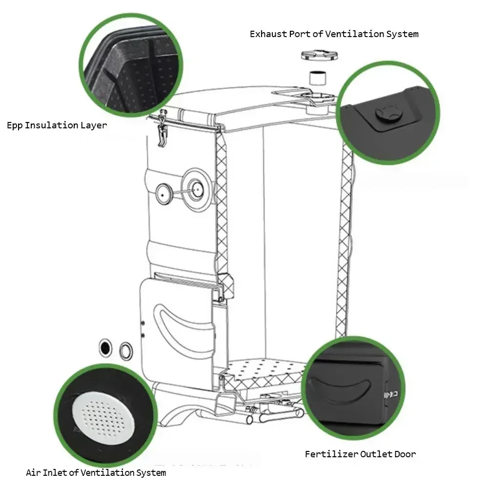 110L Thermal Insulation Kitchen Waste Fermentation Composting Box Home Gardening Courtyard Composting Bucket Outdoor Aerobic