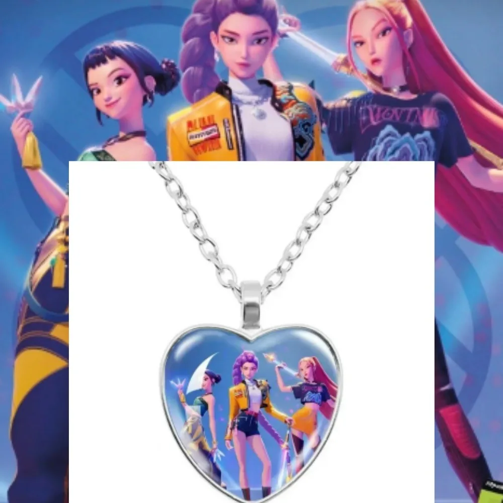 

Новинка 2026, ожерелье в форме сердца KPop, охотники на демонов-Rumi Zoey Mira, аниме-фильм, ювелирное изделие из сплава, кулон для фанатов, подарки