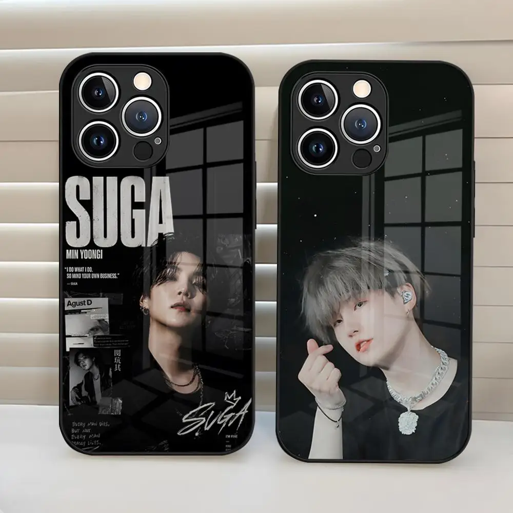 Чехол для телефона A-Agust D Yoongi S-Suga для iPhone 17 15 Pro Max 14 Pro 16 12 11 13 Mini X XR XS 8 7 Plus SE, стеклянный чехол