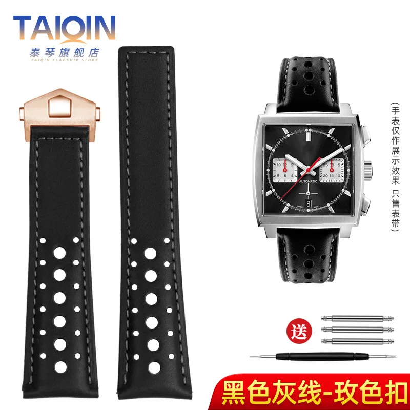 泰琴 Für TAG Heuer Monaco Armband CAW211M 211P CAW211R 211T atmungsaktive 22mm Echtes Leder band herren Folding schnalle handgelenk gurt 6