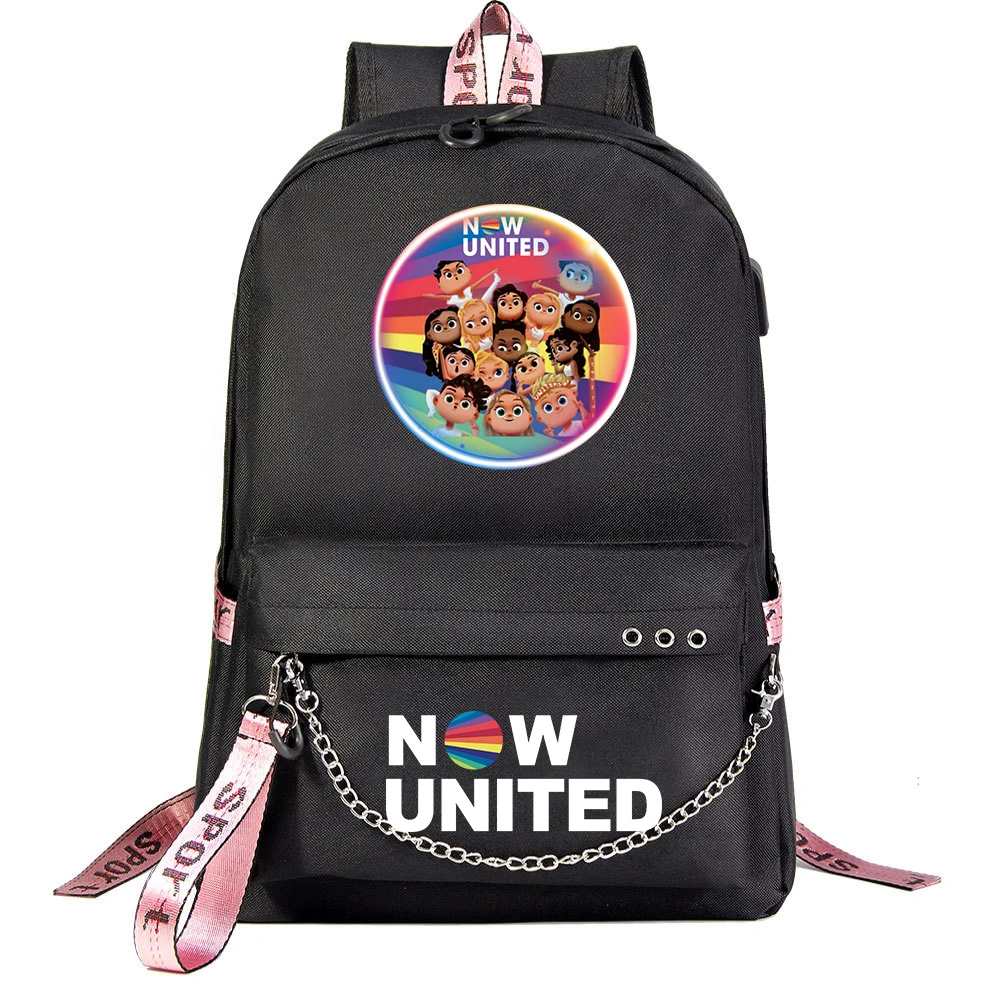 

Hot Now United Backpack School Bags Women Men USB Port Mochila Travel Bags Teenager Laptop Chain Backpack College Bags