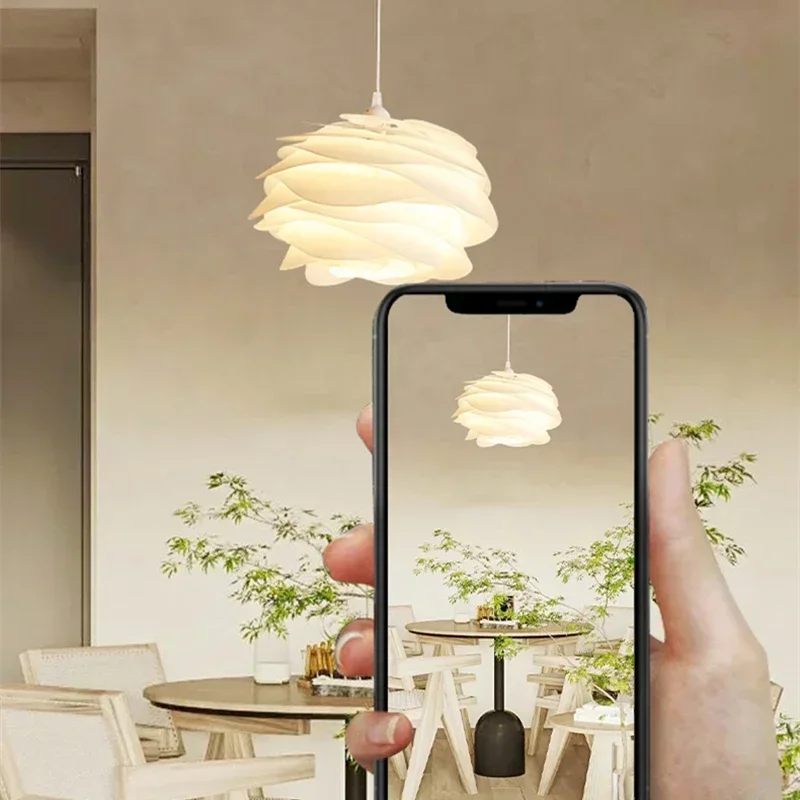 Modern Nordic PVC Petal Ceiling Chandelier For Bedroom Study Kitchen Hotel Bar Pendant Lamp White Pink Blue Lighting Fixture Fr