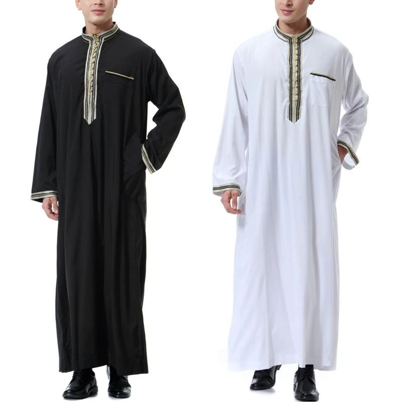 Muslim Men Loose Casual Thobe Middle East Saudi Arab Kaftan Islamic Abaya Dress