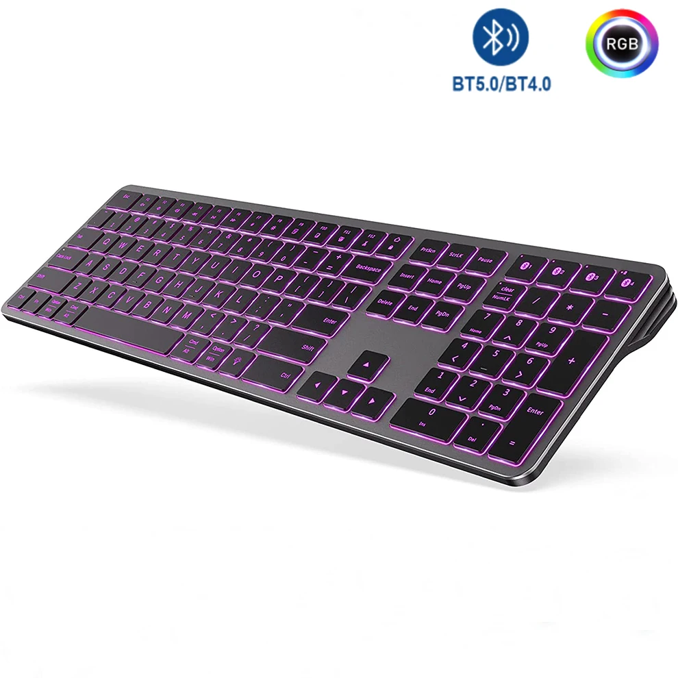 Bluetooth Backlit Keyboard 110 Key Rechargeable Wireless Mac Keyboard Wireless Backlit Multi-Device Keyboard for Laptop Computer