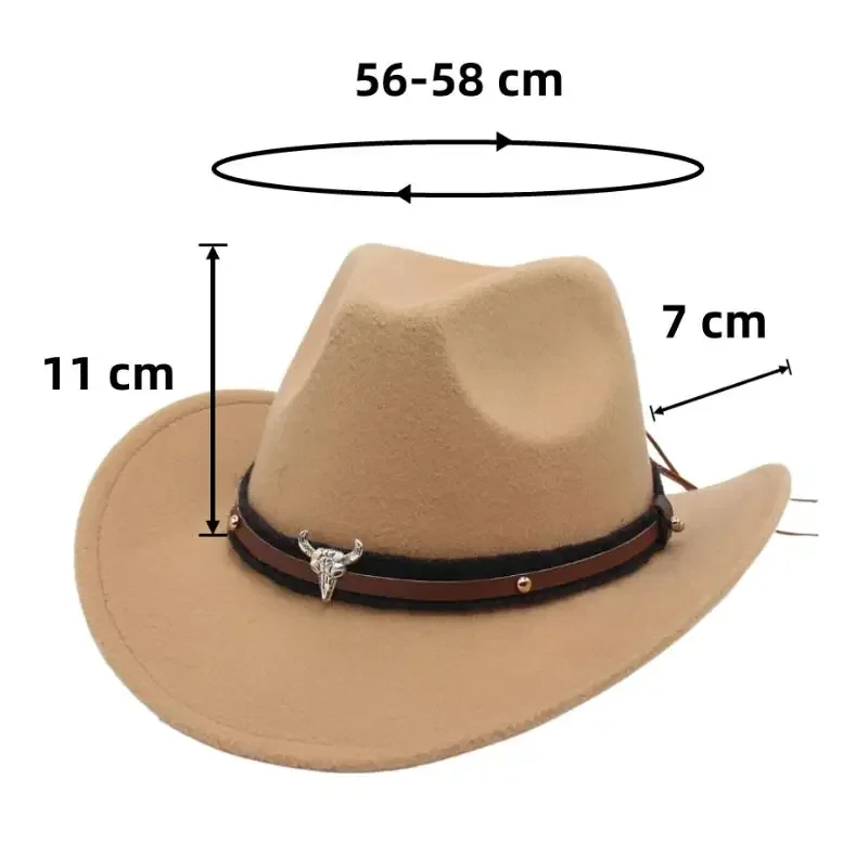 Western Black Cowboy Hat Jazz Knight Hats For Men Ethnic Style Felt Hats With Bull Shaped Decor Grassland Country Hat sombrero