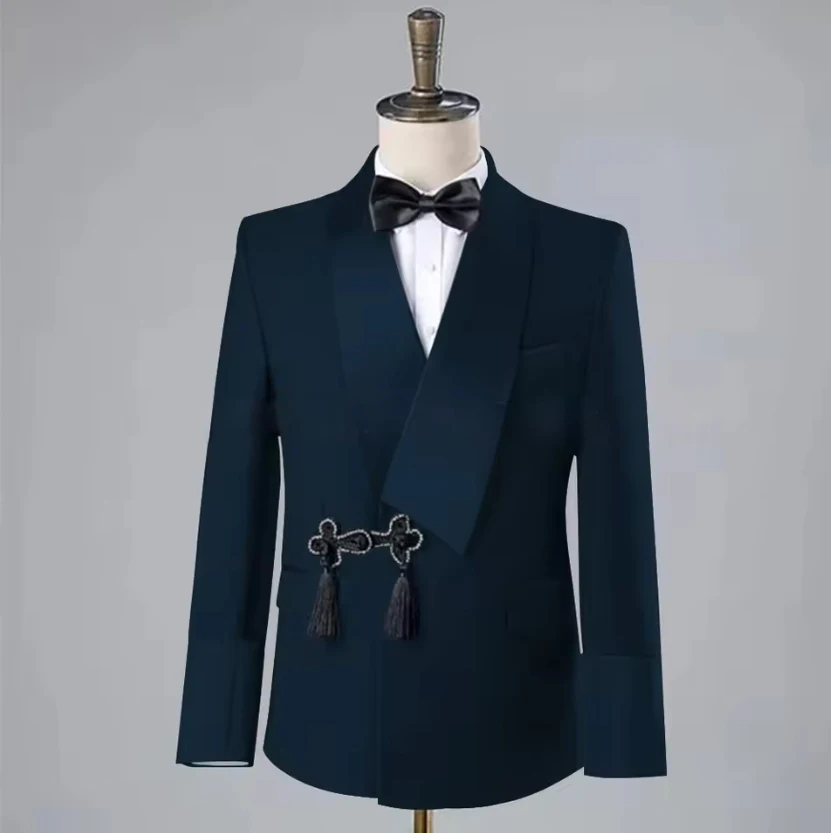 SOLOVEDRESS 2-Piece Slim Fit Satin Suit Black 5