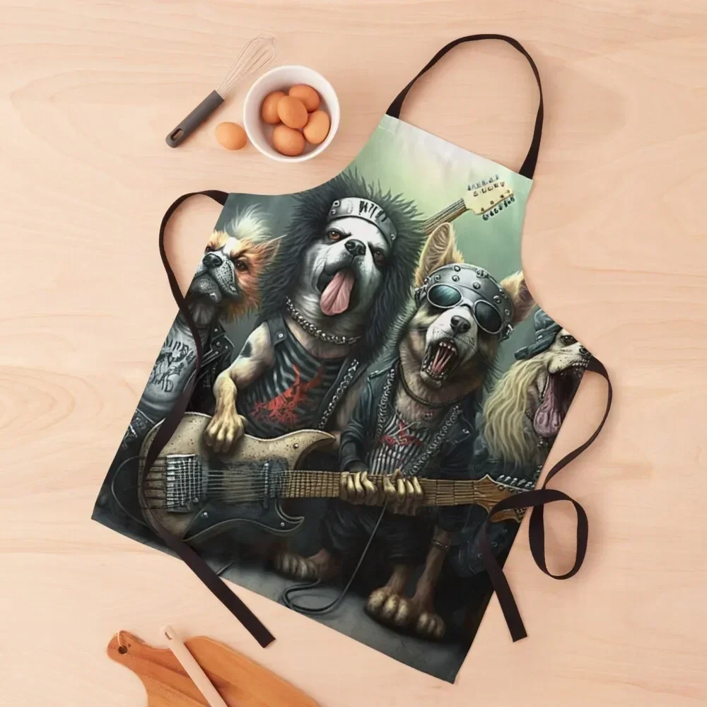 

Heavy Metal Dog Band Art Apron Men kitchen Children'S Useful Things For Kitchen Kitchen And Home Items Apron