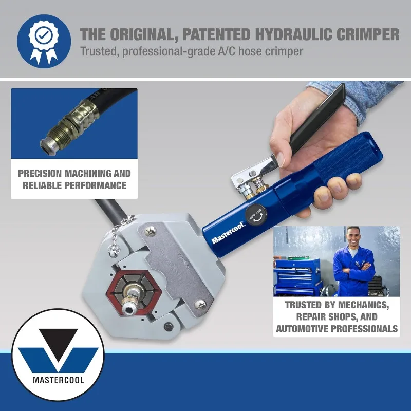71500-A Hydra-Krimp |   Oryginalna, opatentowana hydrauliczna zaciskarka do węży klimatyzacji |   Zaciski # 6, # 8, # 10, # 12, I Zmniejszone Barierowanie