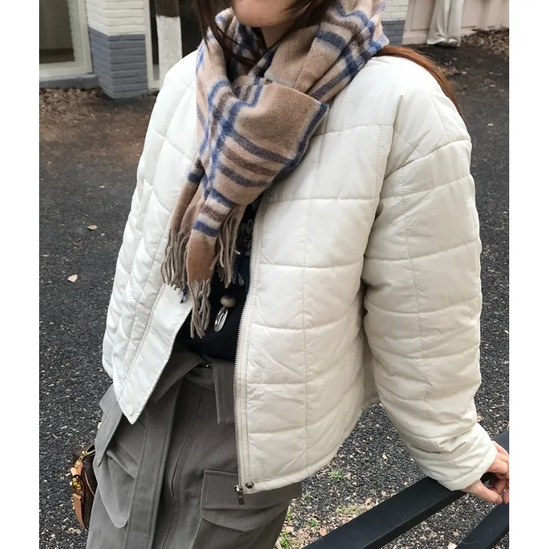 معطف Jaet نسائي من القطن أنيق شتوي كلاسيكي مستدير Ne بزر واحد وسحاب دافئ قبل id ort Top Korean Sle