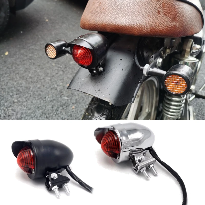 1 PC Red 12V LED Adjustable Cafe Racer Stop Tail Lights Motorbike Brake Rear Lamp Motorcycle Taillight for Chopper GTWS