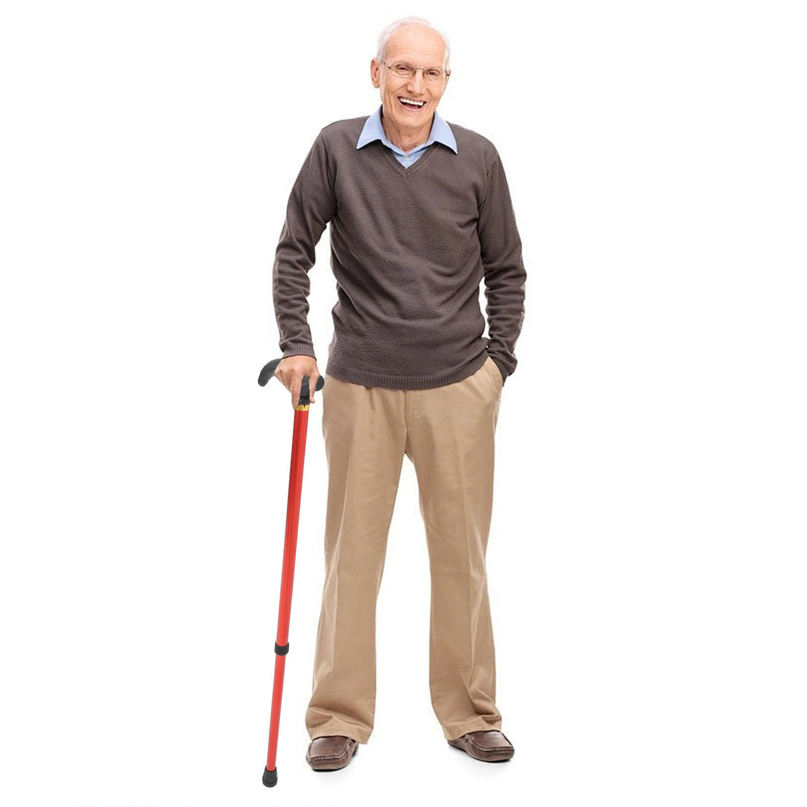 

Aluminum Alloy Walking Cane Telescopic Adjustable Height Foldable Stick for Men Elderly Disabled