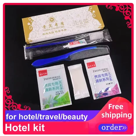 

Free Shipping 6in1 Paper Box Packing Bathing Hotel Travel Trip Toothbrush+Toothpaste+Comb+Shampoo+Shower Gel+Soap Kits Sets