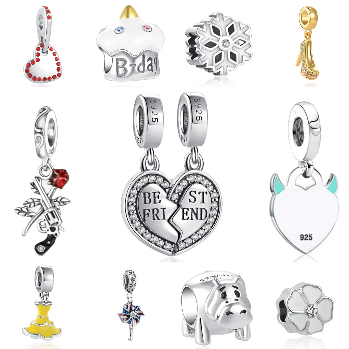 Charm 925 Silver Princess Skirt Cake Coffee Cup Leopard Pendant Suitable for Bracelet DIY Women's Exquisite Jewelry Accessories - view 6