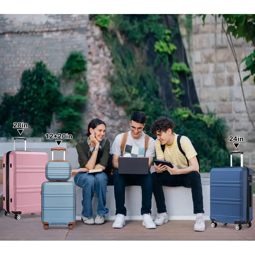 Cream White 3-Piece Lightweight Carry-On Luggage Set with TSA Lock and Spinner Wheels