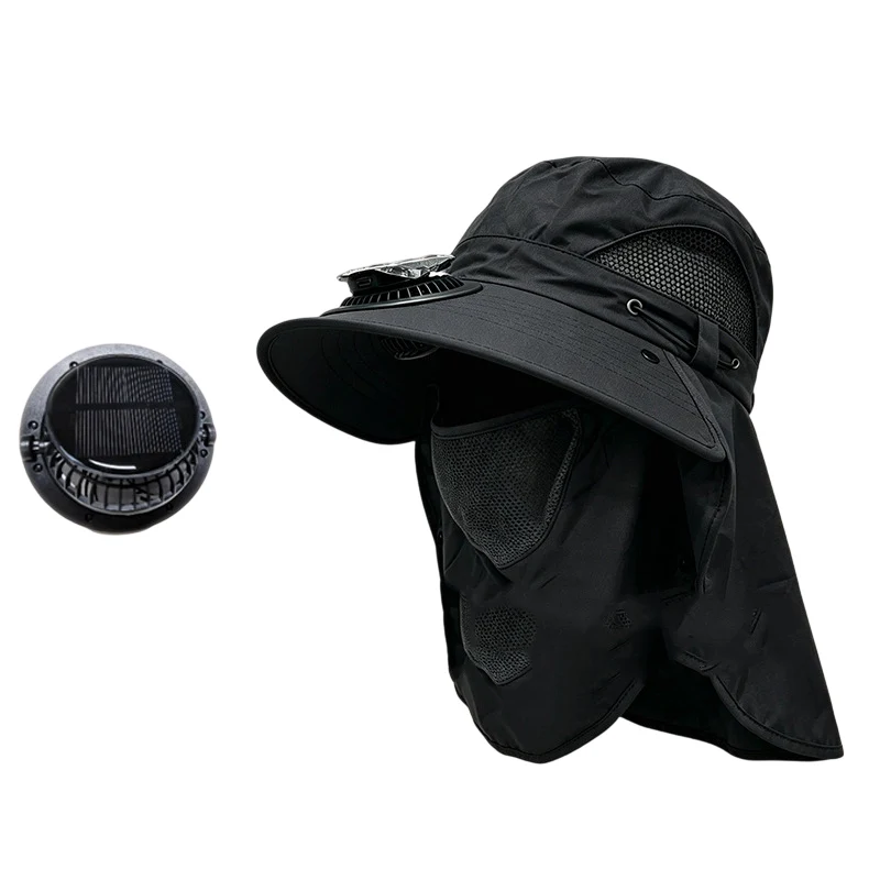 USB and Solar Dual Charging Fan Hat Made of Lightweight Polyester for Hot Weather Gardening Hiking and Fishing