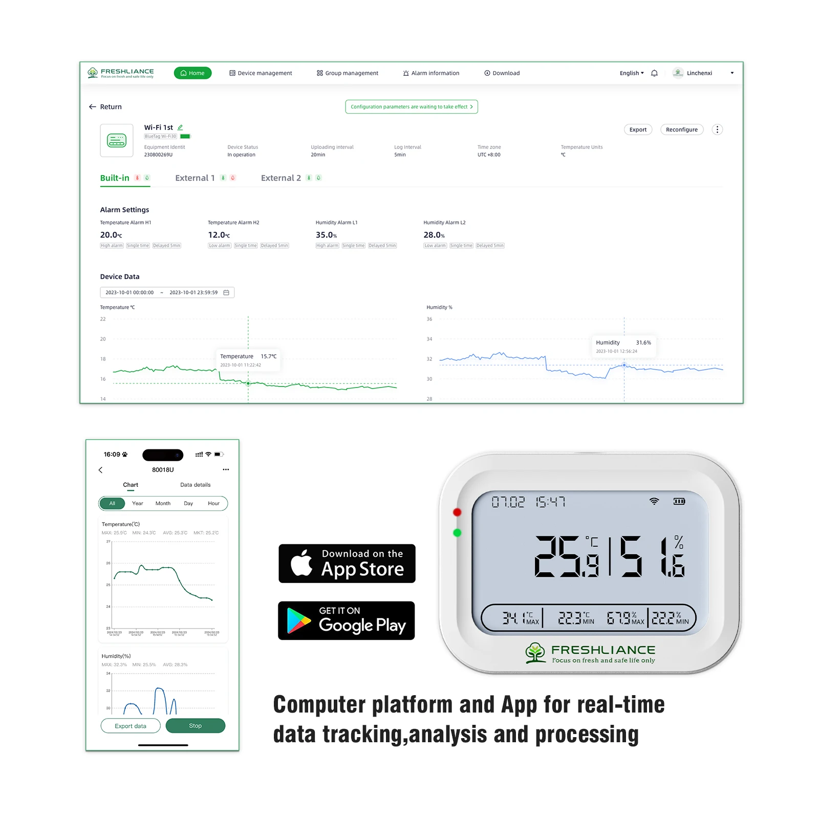 Refrigerator Temperature Monitoring Wireless Real Time WIFI Temperature Sensor