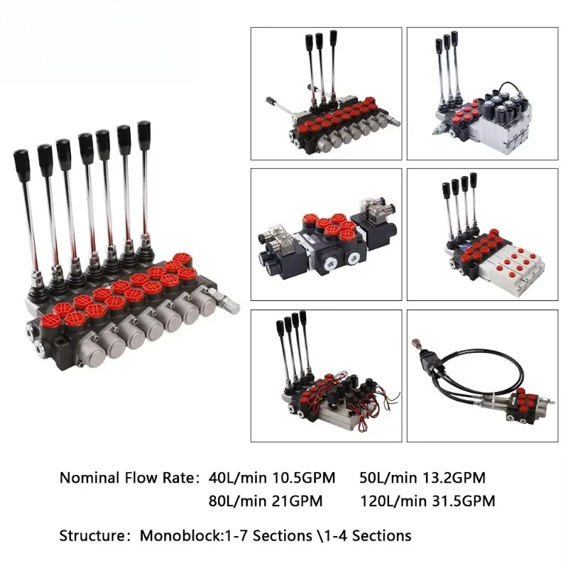 120L/min 80L/min 4P80 3P80 2P80 Floating Position Detent Manual Electro-Hydraulic 1-7 Banks Hydraulic Directional Control Valve
