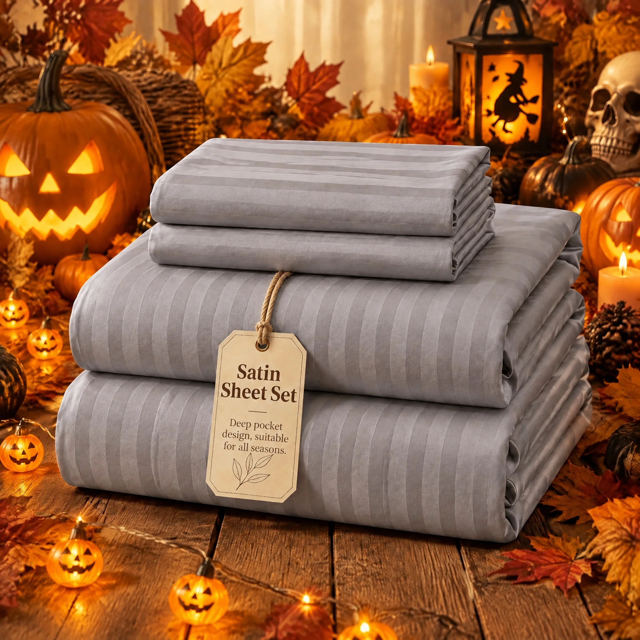 1500 Thread Count 4-Piece Stripe Bedding Set, Elegant Comfort Silky Soft Bed Sheets, Deep Pocket Design, Wrinkle-Free, Includes Fitted Sheet, Flat Sheet & Pillowcases, Multiple Sizes Available