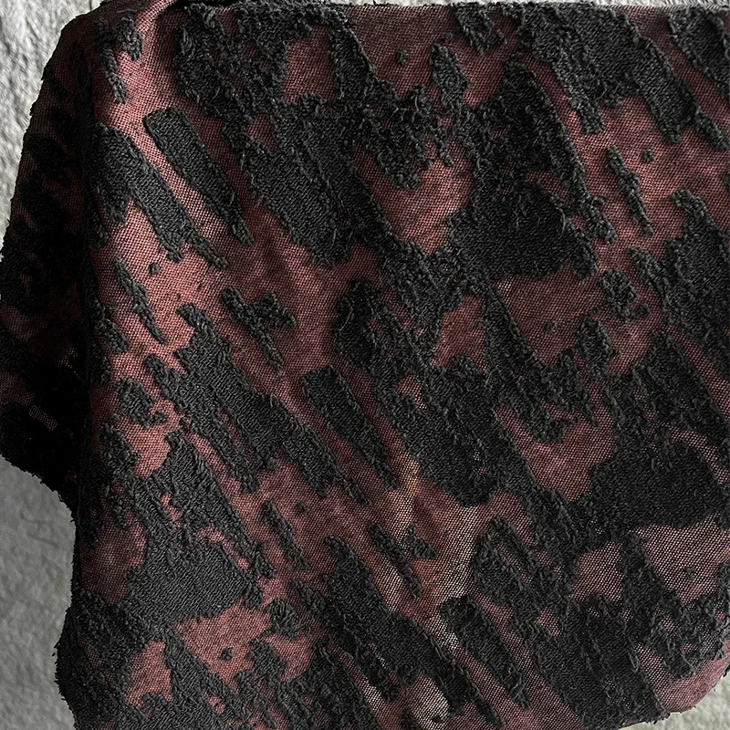 Dark Red Irregular Jacquard Fabric for Creative Fashion Clothing Designer Cloth Diy Sewing By the Meter Material