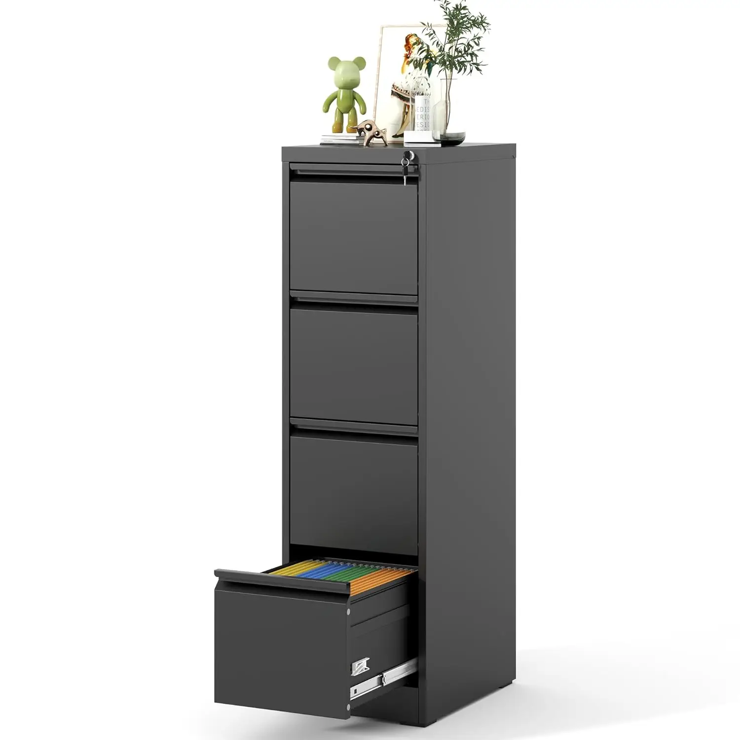 

Металлический шкаф для документов с 4 ящиками и замком, вертикальный, для домашнего офиса, на заказ