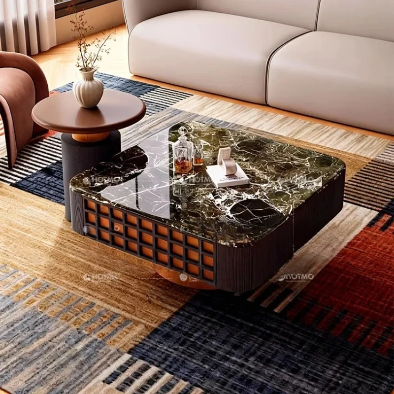 X-S Sansan natural luxury stone square coffee table modern simple small apartment living room advanced tea table HG