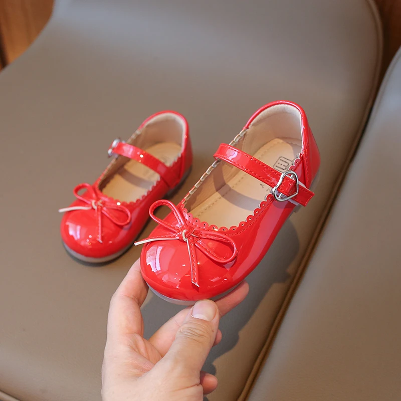 

2025 Fashionable Girls' Mary Jane Shoes, Pink Bow Girls' Small Leather Shoes, Baby Soft-soled Comfortable Single Shoes