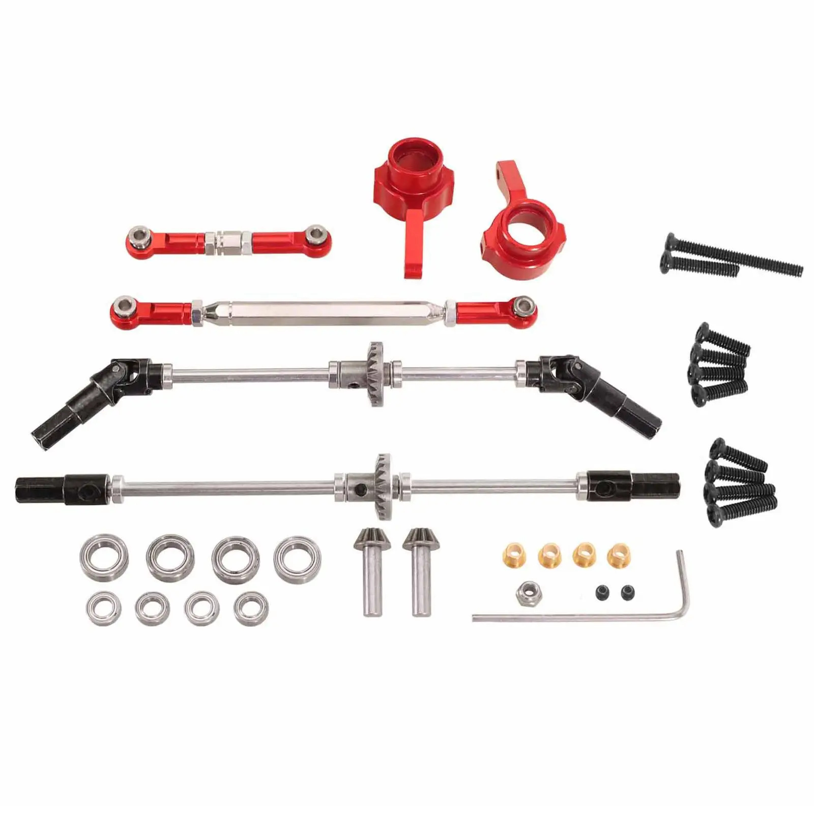 Metal Front Rear Axle Shaft Gear CVD Drive Shaft Steering Link Set Modification Accessories 1:12 RC Vehicle Spares for LC79