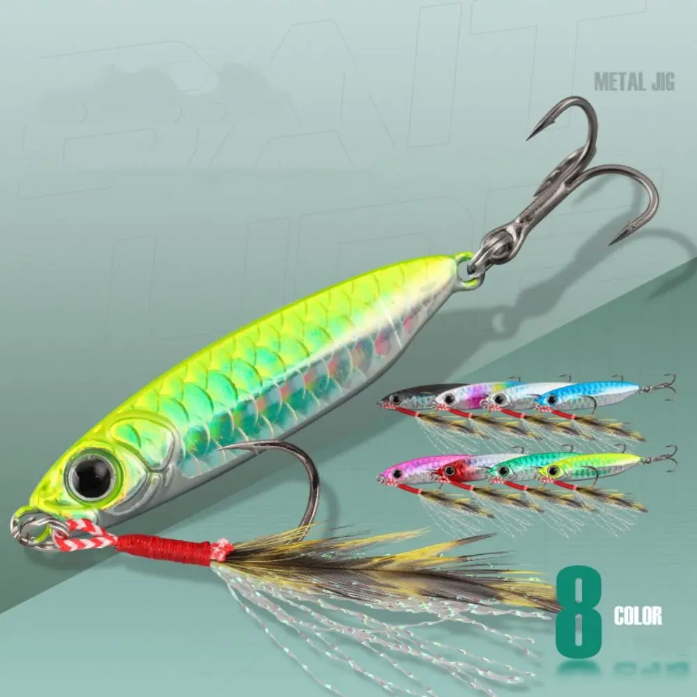 Fishing Accessories Iron Feather Metal Fishing Lures Red Green 7g/15g Long Casting Lure Fishing Tackle Winter Fishing