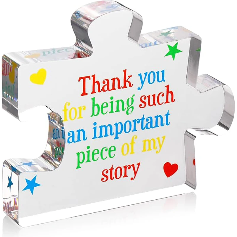 Cadeau de gratitude pour les enseignants masculins et féminins, puzzle en acrylique avec gratitude gravée sur elle, cadeau tactile pour les enseignants,