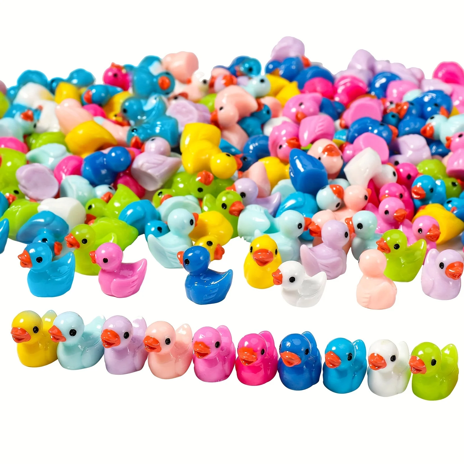 Mini Resina Ducks Bulk, Tiny Ducks Set Decoração em vaso de miniatura Decoração de jardim Dollhouse Bolo, DIY Slime Kit Craft, 50Pcs