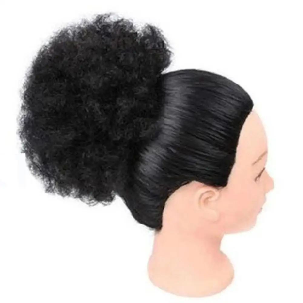 Mulheres curto encaracolado sintético afro rabo de cavalo grande extensão do cabelo peruca completa peruca afro kinky encaracolado perucas curtas humano preto chignon