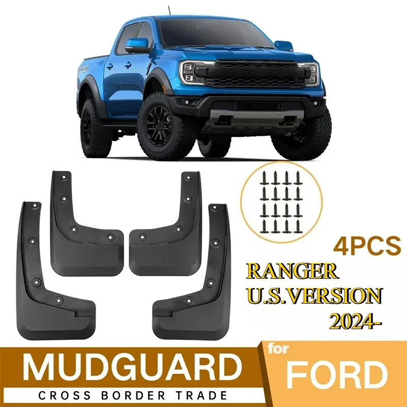 Guardabarros de coche para Ford Ranger versión estadounidense 2024 guardabarros protectores contra salpicaduras ruedas delanteras traseras guardabarros accesorios de coche guardabarros