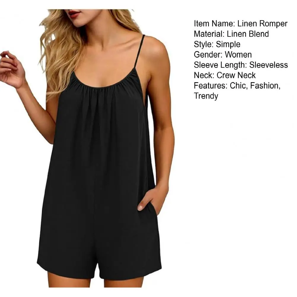 

Женский повседневный комбинезон-шорты из льна, однотонный, с открытой спиной, для отдыха, весенний, цельный комплект для дома и досуга