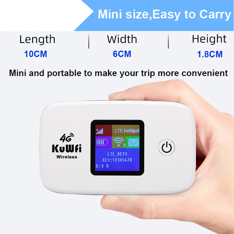 KuWFi 4G Lte Router Draagbare Modem 300Mbps Mini Outdoor Hotspot Pocket Wifi met Sim-kaartsleuf Draadloze Mobiele Wifi 2400mAh