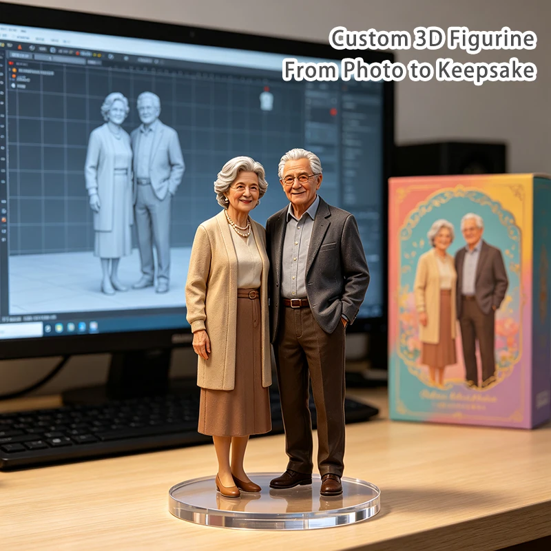 Personalized Custom 3D Printed Figurine From Photo Family Couple Miniature Statue Full‑Color Human Keepsake Souvenir for Birthda