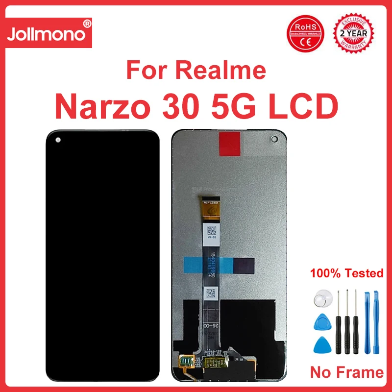 For Realme Narzo 30 5G RMX3242 LCD Display Touch Screen With Frame Digitizer Assembly Replacement Parts