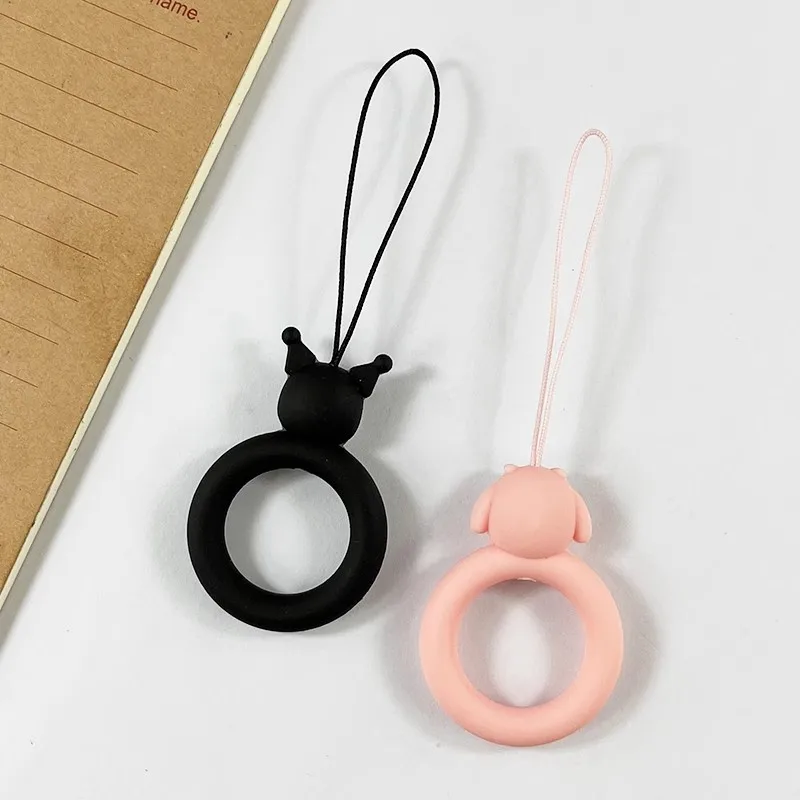 1 шт. MINISO Sanrio, кольцо на палец, ремешок для телефона, ремешок, силиконовый ремешок Kuromi мобильный телефон Key, ID карта, ремешок, пончики, венок