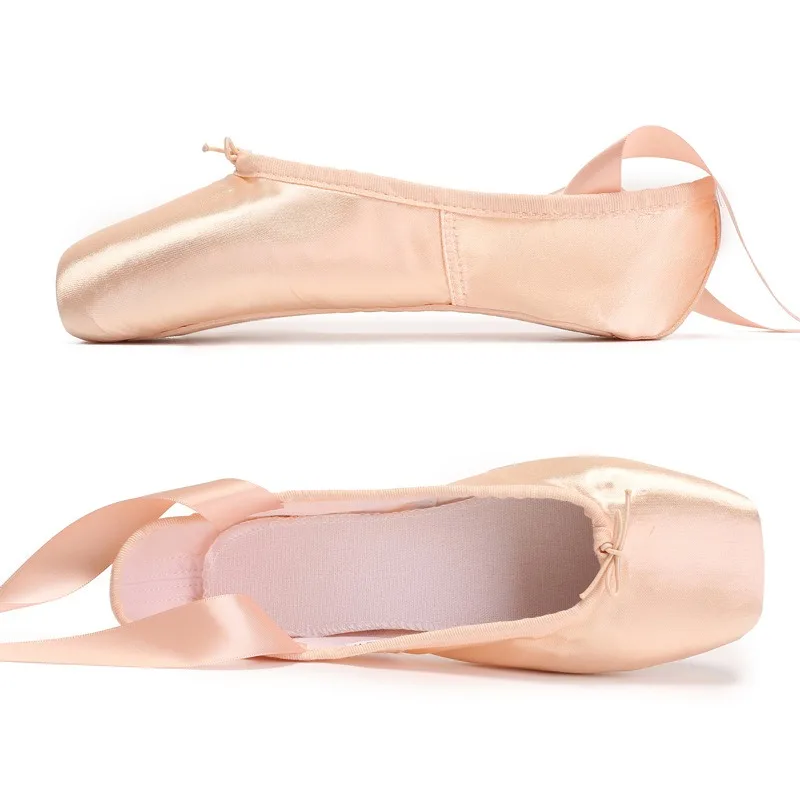 Scarpette da Punta in Raso per Balletto, Scarpe Piatte da Danza con Lacci per Bambine, Comode per Pratica e Performance