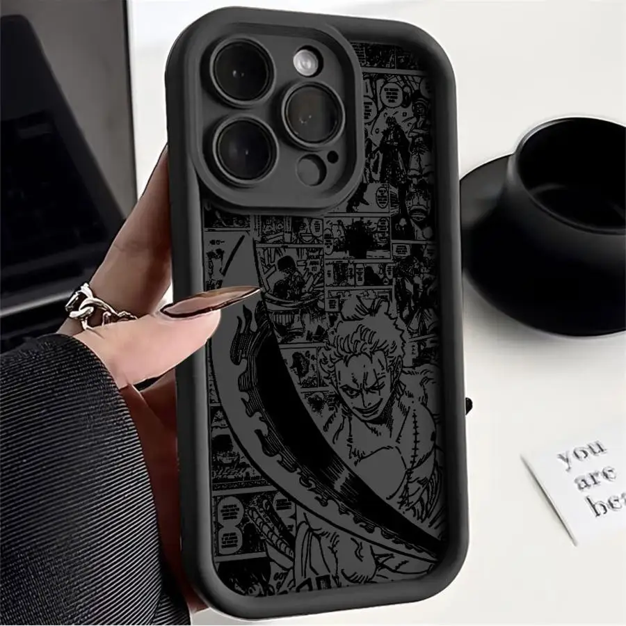 Telefoonhoesje voor iPhone XS Max 15 16 14 Plus 17 Air 13 12 11 Pro Max 16e XR Soft Shell Een Stuk Anime Monkey Luffy Zoro