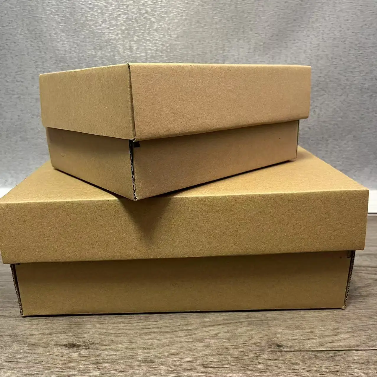 5Pcs/lot Brown Cardboard Paper Shoes Boxes Transport Packaging Big Size Shipping Box Wigs Extremely Hard Easy Fold Courier Box