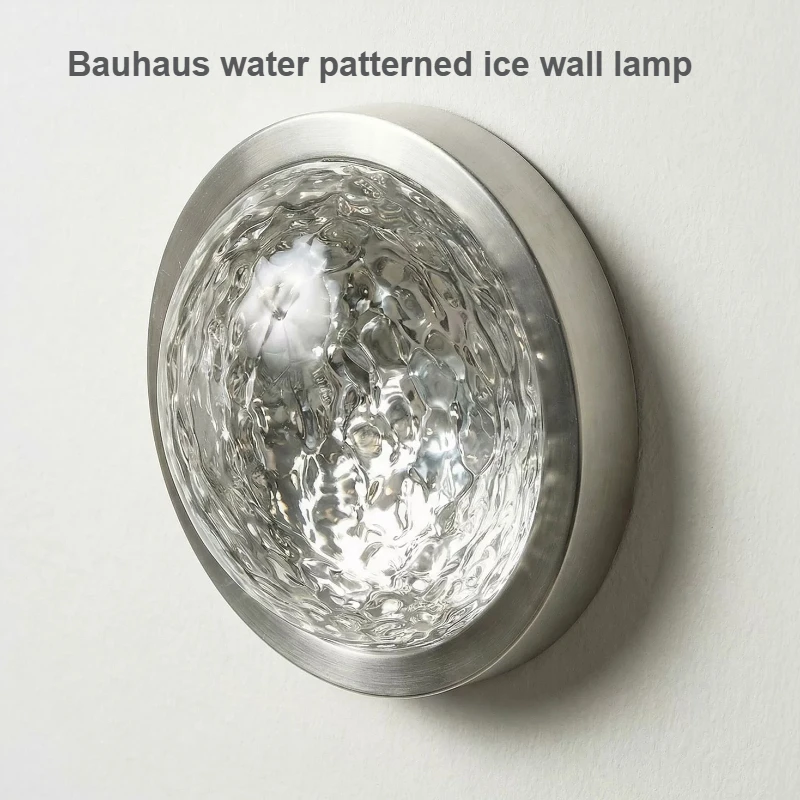 Bauhaus water patterned ice Glass wall lamp Luxury stainless steel Wall light Sconce for Bedroom aisle Bathroom Mirror Front LED