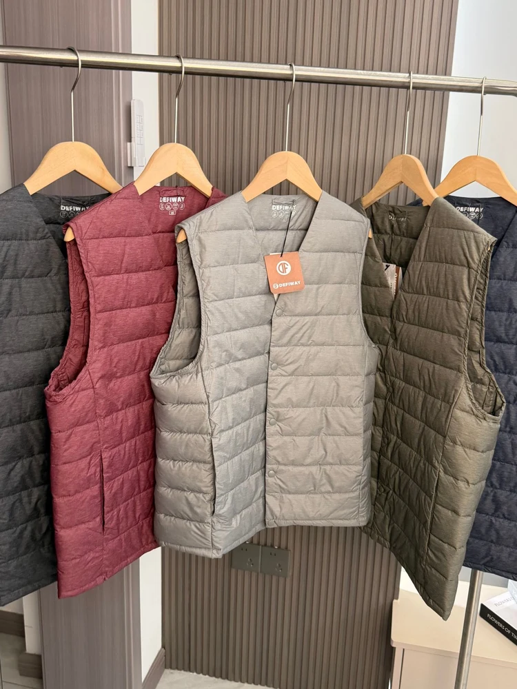 

Модный городской легкий пуховый жилет с V-образным вырезом, повседневный, универсальный, теплый, осенне-зимний, мужской и женский, на пуговицах, для ношения под одеждой