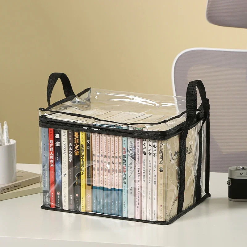 Foldable Book Box, Student Dormitory Classroom Book Organizer, Transparent Waterproof Home Book Storage Box