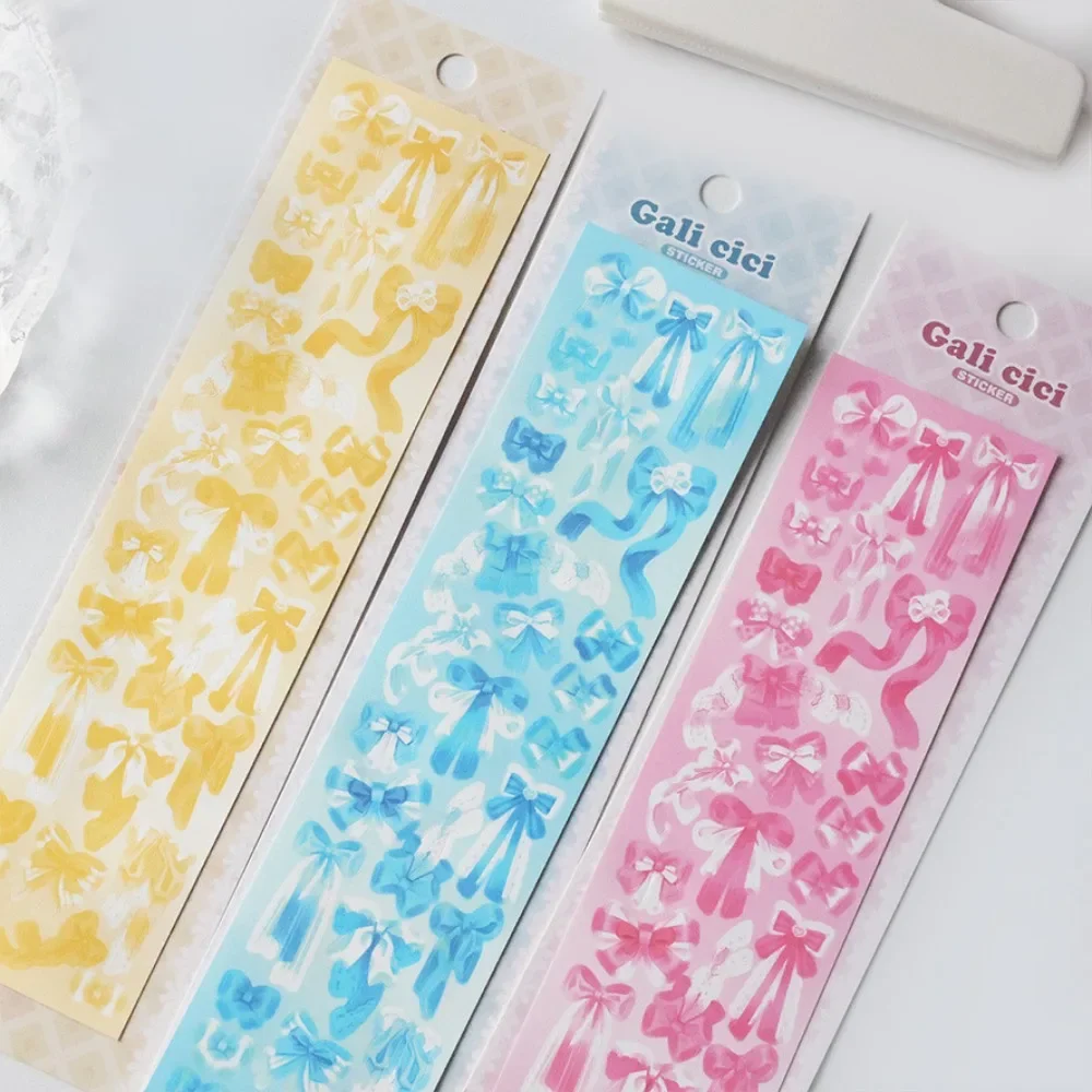 Cute Cartoon Colorful Bow Sticker Basic DIY Kpop Idol Photo Card Scrapbooking Journaling Deco Material Sticker