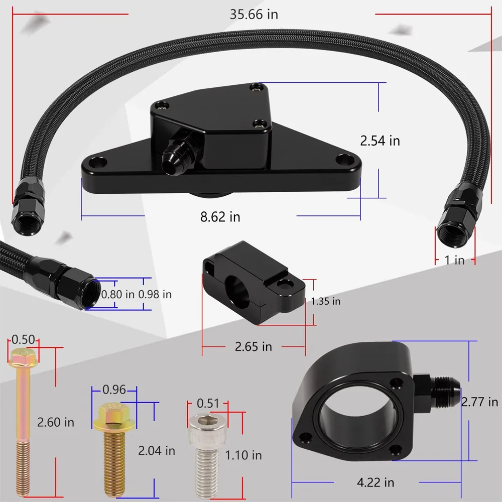 Coolant Bypass Kit with Nylon Braided Hose Perfectly Compatible with 2007.5-2018 Dodge Ram 6.7L Cummins Diesel Engines