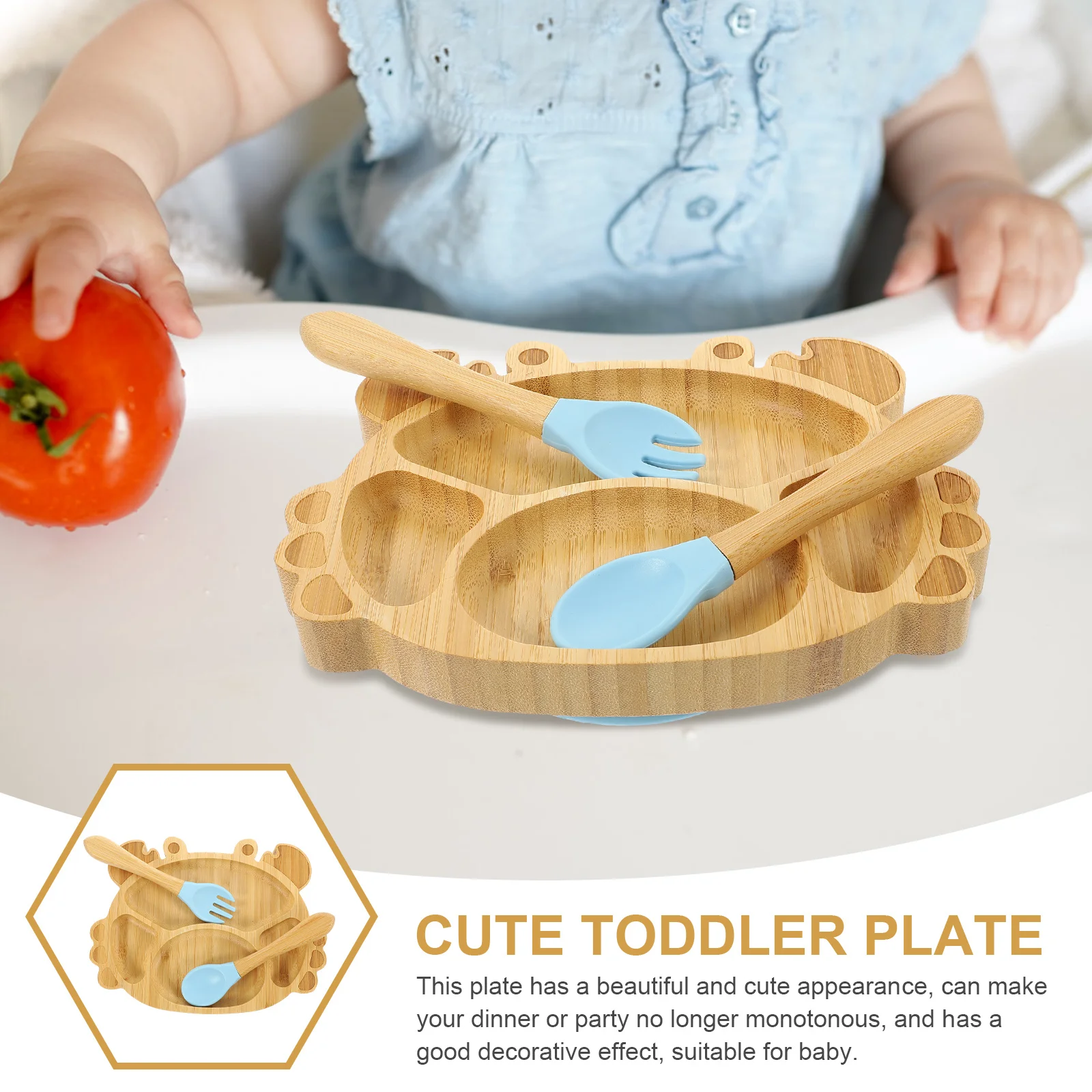 

1 комплект бамбуковых тарелок для малышей, разделенная тарелка на присоске, принадлежности для кормления детей, набор тарелок с ложкой, вилкой, набор детских тарелок для малышей