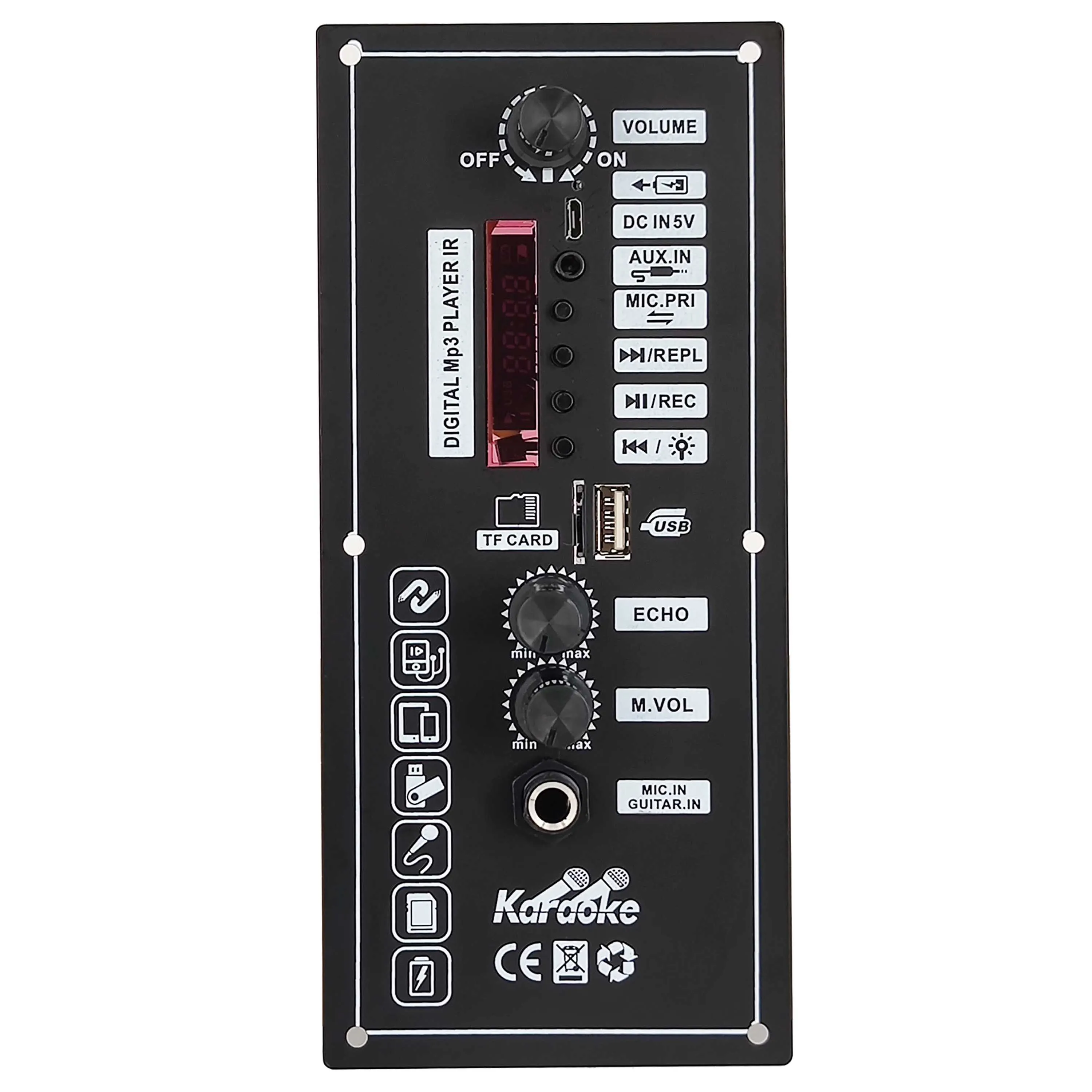 Placa amplificadora de 3,7 V, altavoz cuadrado de baile de 30W, compatible con Bluetooth, AUX, grabación de disco en U, altavoz de 5-8 pulgadas,