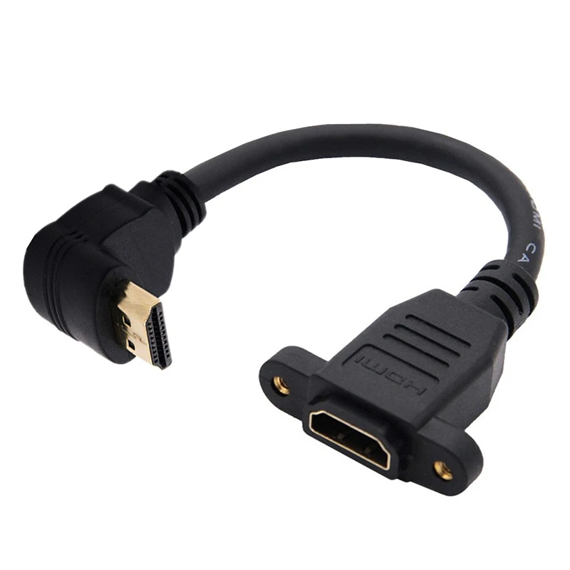 Câble d'extension mâle à femelle résistant, compatible HDMI, 2.0V, 4K * 2K, angle 90, montage sur panneau avec trou de vis pour PSP HDTV