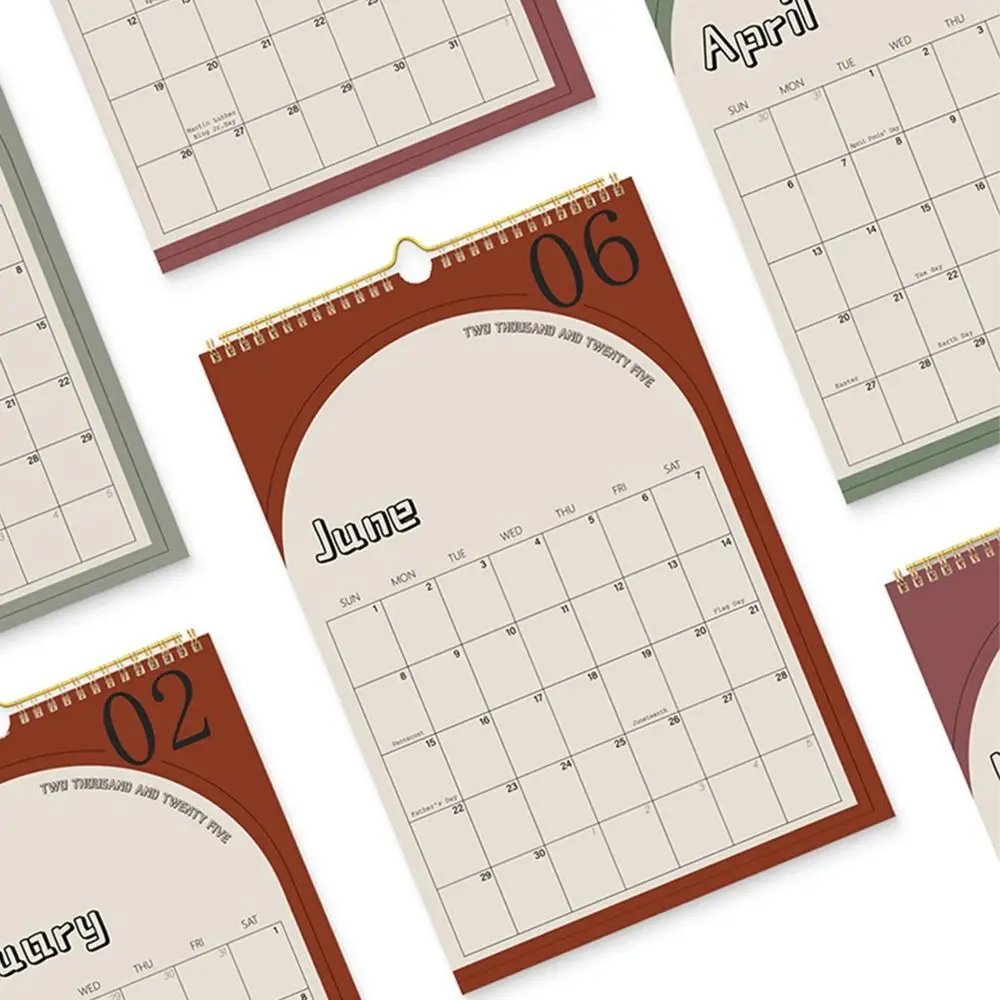 Calendario de pared creativo 2025, planificador en inglés, calendario de pared mensual portátil, planificador minimalista de lista de tareas